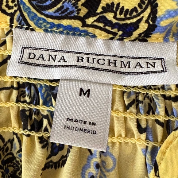 Dana Buchman Paisley Floral Yellow and Blue "Lemon Drop" Top size Medium - Picture 4 of 8